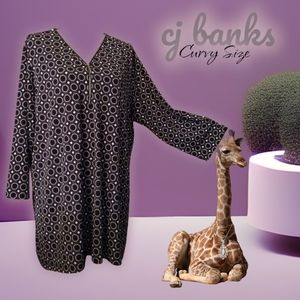 cj banks 3\4 Sleeve A-line Zipper Embel0067lished V-neck Travel Tunic Curvy Size